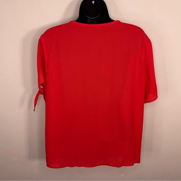 Medium Red Short Sleeve Blouse Shein Retro Classic Roomy Fit - Picture 5 of 13